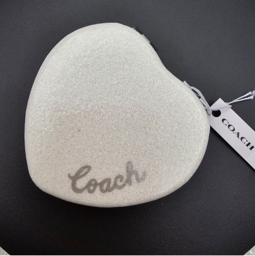 Coach, NIP, Women's, Compact Glitter Heart Mirror, Color White - Picture 2 of 9